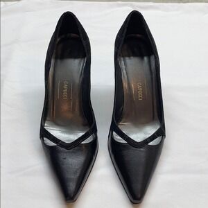 Roberto Capucci Black‎ Leather Suede  Stiletto Heels Made in Italy Size 5 B